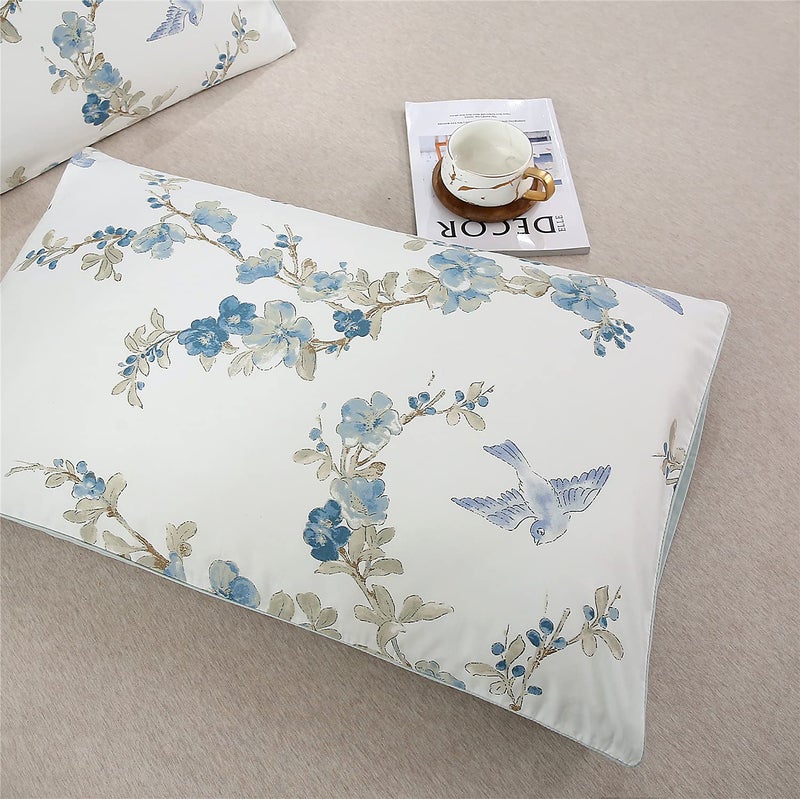YOUSA YOU SA Flowers and Birds Print Pillow Covers Bed Pillowcases Envelope Closure End Pillow Encasement (Standard,Color-14) - Image 2